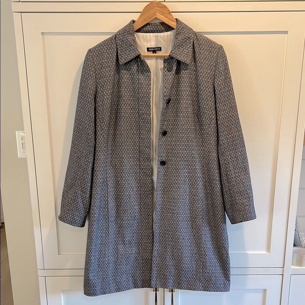 Mario Serrani Patterned Navy/Black/Gray/White Lined Blazer Coat Size 8